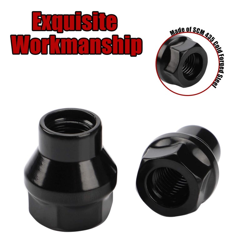 FLYCLE 12x1.5 Extended (ET) Lug Nuts, 24PCS M12x1.5 Black Open Ended Lug Nuts 7mm Shank for Tacoma 4runner FJ Cruiser Aftermarket Wheels - Image 2